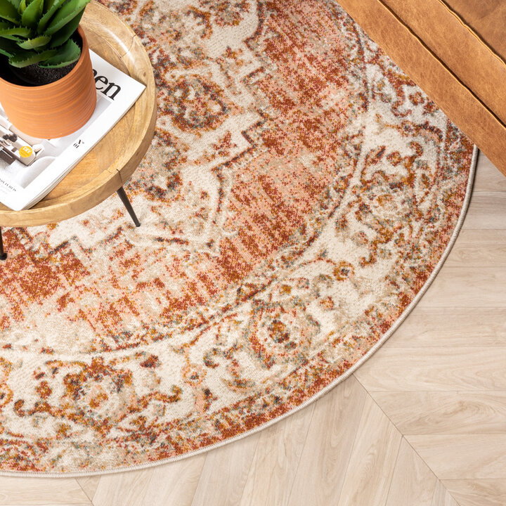 Tapis vintage rond - Spring Medaillon Terra/Crème - 3