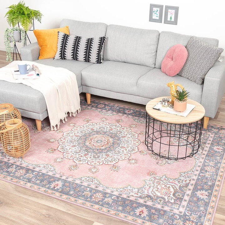 Tapis vintage - Lily Medaillon Rose