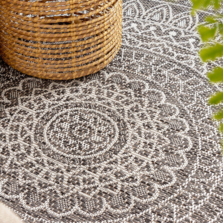 Tapis d'extérieur rond - Summer Azteca Gris - 5