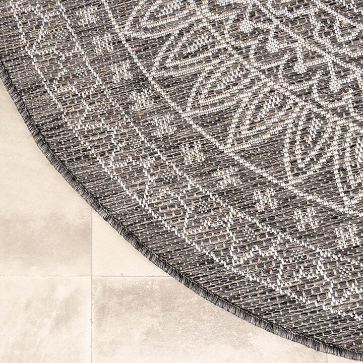 Tapis d'extérieur rond - Summer Azteca Gris - 7