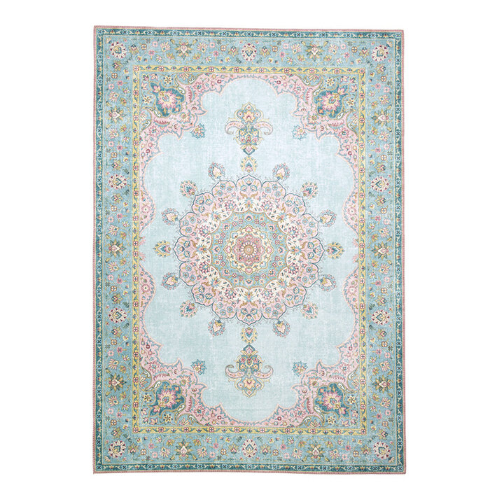 Tapis vintage - Lily Medaillon Bleu Clair - 1