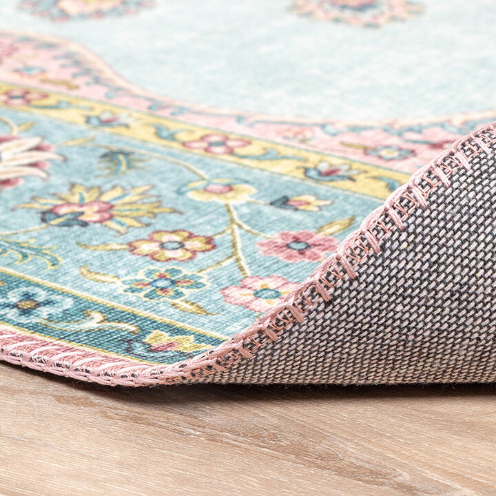 Tapis vintage - Lily Medaillon Bleu Clair - 5