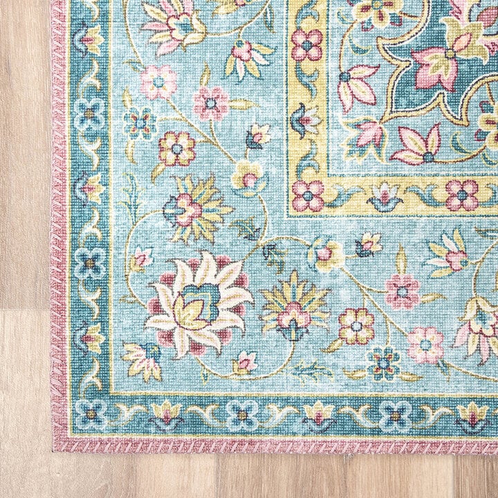 Tapis vintage - Lily Medaillon Bleu Clair - 6