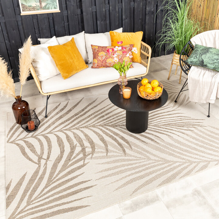 Tapis d'extérieur en jute - Nomad Leaves Crème - 4