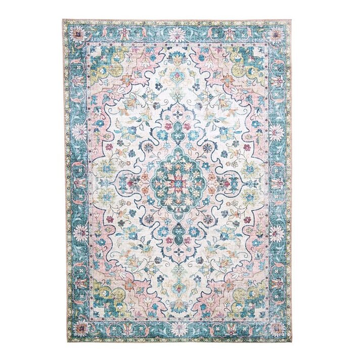 Tapis vintage - Lily Oriental Bleu/Rose - 1