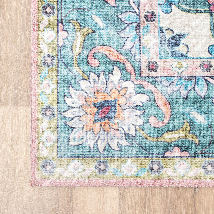Tapis vintage - Lily Oriental Bleu/Rose - 5