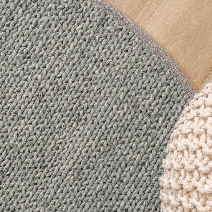 Tapis rond en laine - Twist Vert - 2