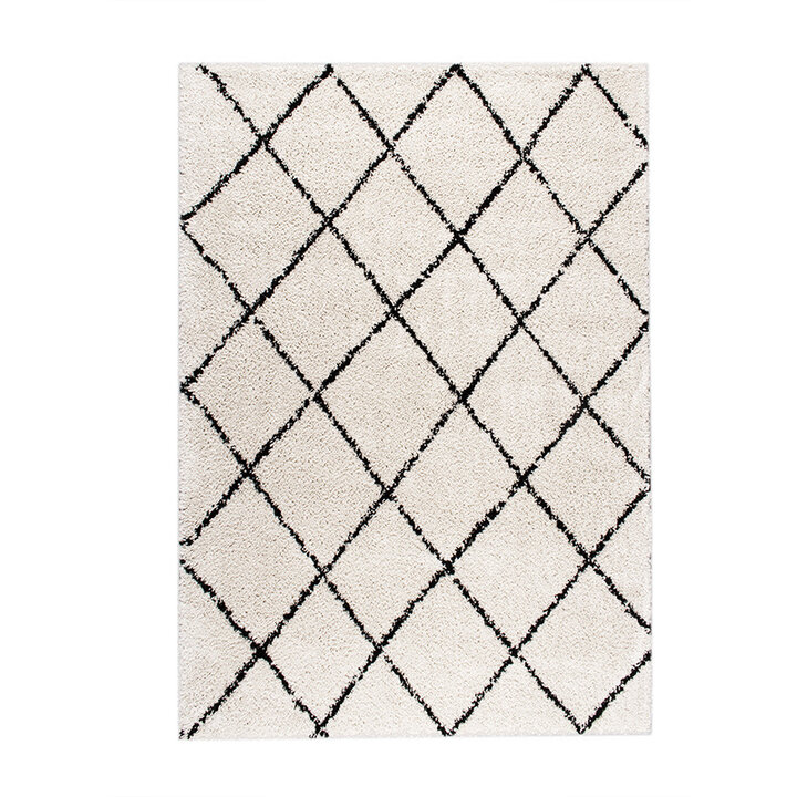Tapis à poils longs - Grand Lines Crème/Noir - 1