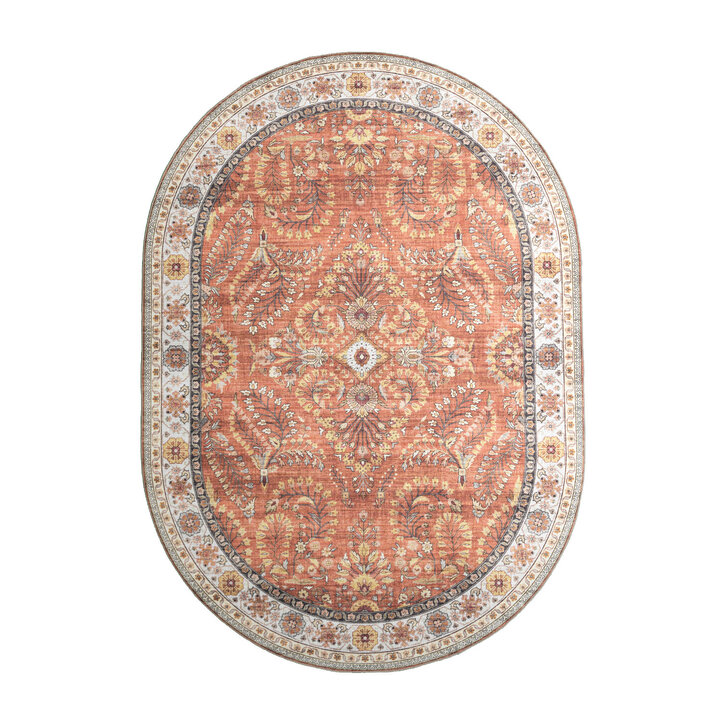 Tapis rétro - Santo Flora Terracotta - 1