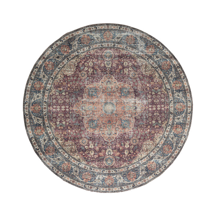 Tapis ovale d'extérieur vintage - Kairo Medaillon Bordeaux - 1