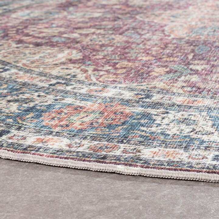 Tapis ovale d'extérieur vintage - Kairo Medaillon Bordeaux - 6