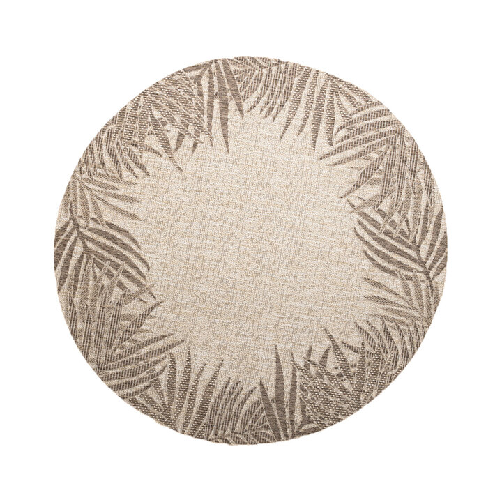 Tapis rond d'extérieur vintage - Tiga Edge Taupe - 1