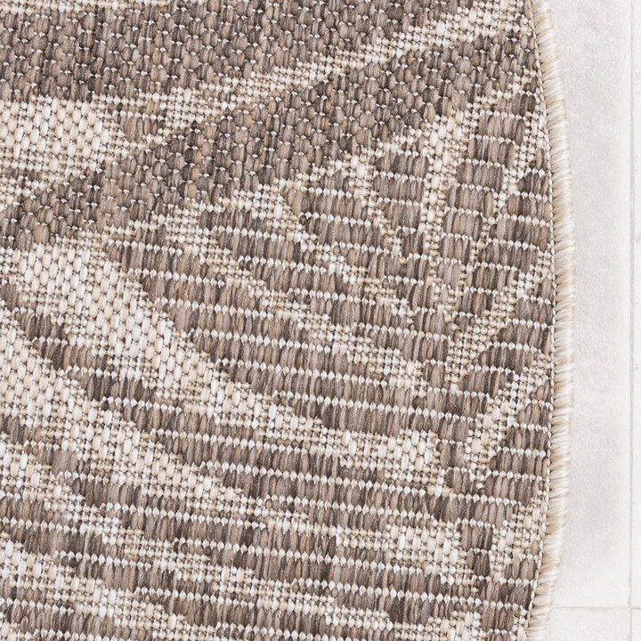 Tapis rond d'extérieur vintage - Tiga Edge Taupe - 4
