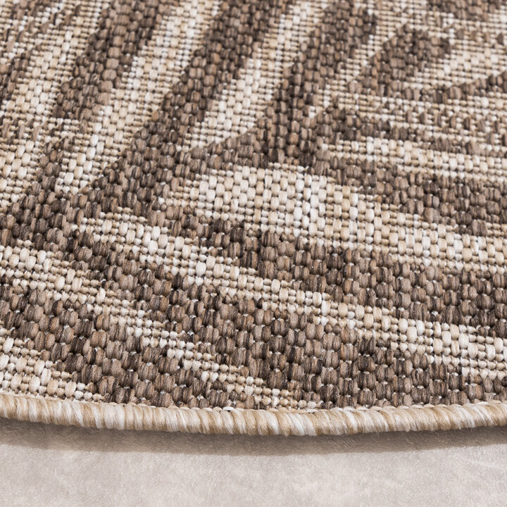 Tapis rond d'extérieur vintage - Tiga Edge Taupe - 5