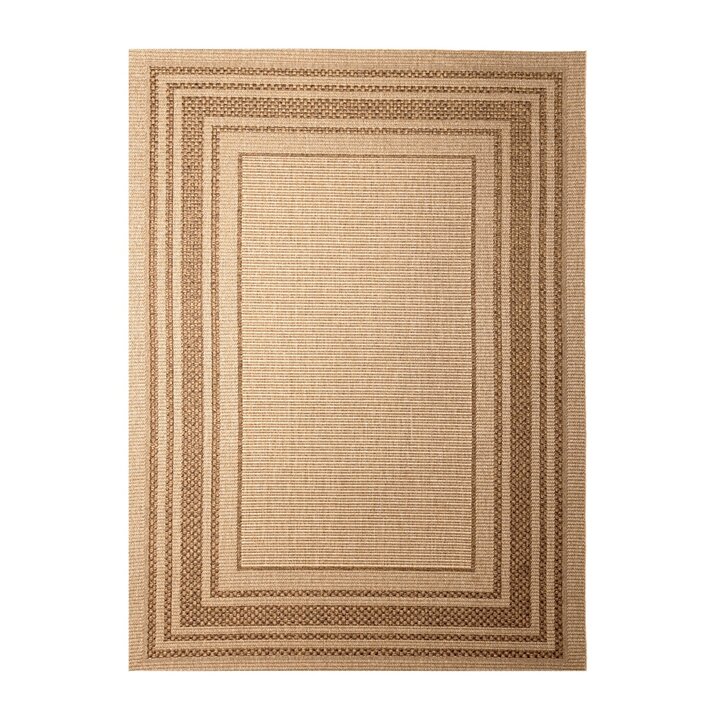 Tapis d'extérieur en jute - Mavi Border Crème/Marron - 1