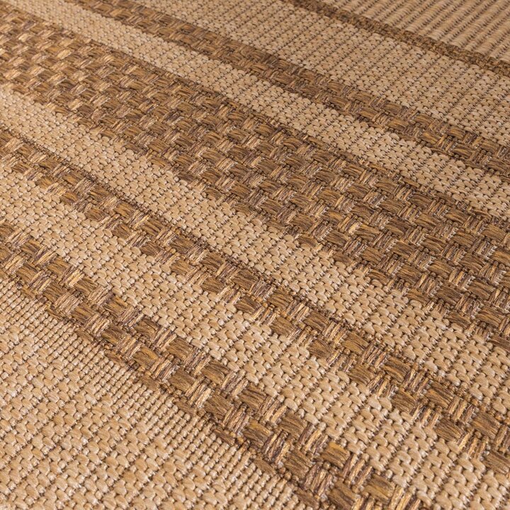 Tapis d'extérieur en jute - Mavi Border Crème/Marron - 3