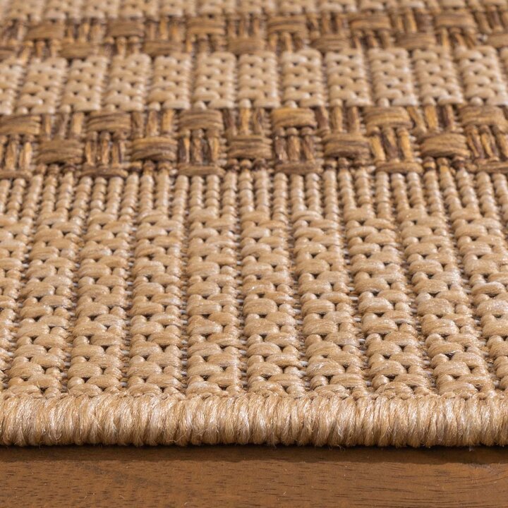Tapis d'extérieur en jute - Mavi Border Crème/Marron - 5