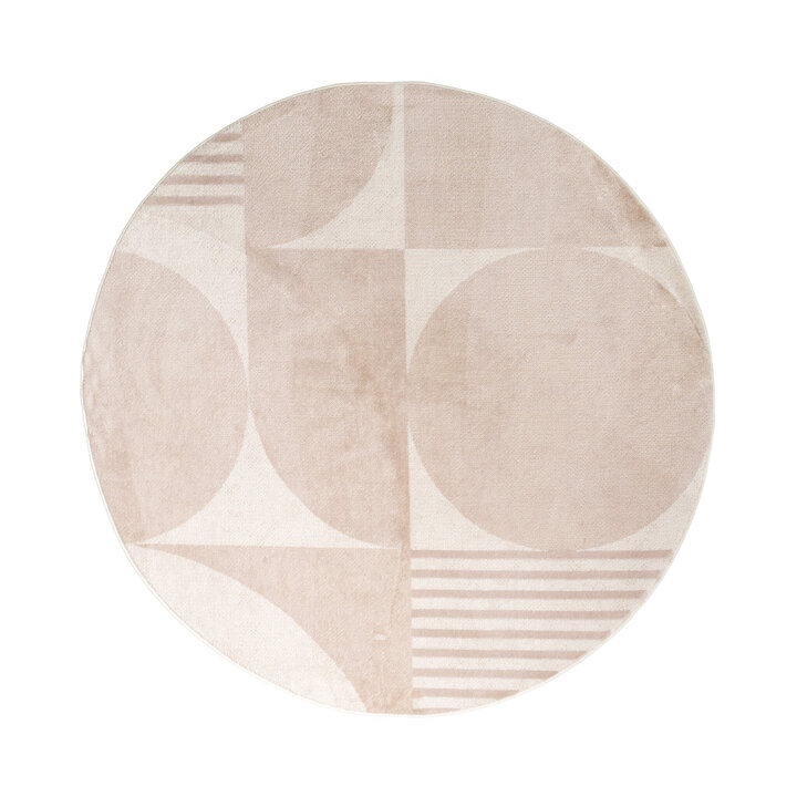 Tapis rétro intérieur et extérieur - Aurora Circles Beige - 1