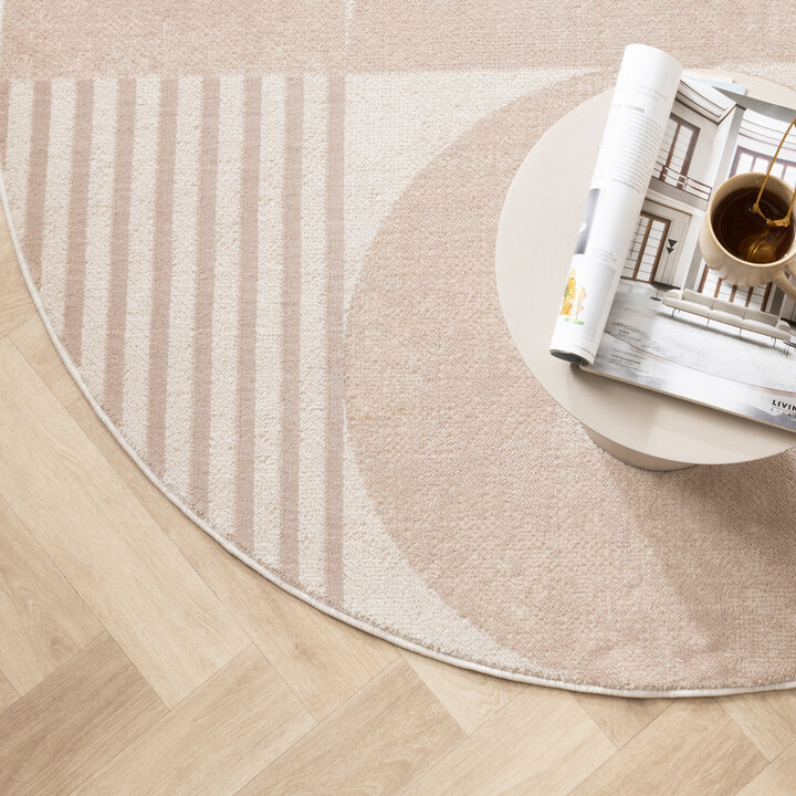 Tapis rétro intérieur et extérieur - Aurora Circles Beige - 2