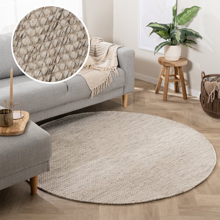 Tapis en laine rond - Bliss Beige Mélangé