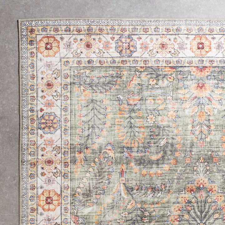 Tapis ovale à poils longs - Santo Flora Vert Olive - 5