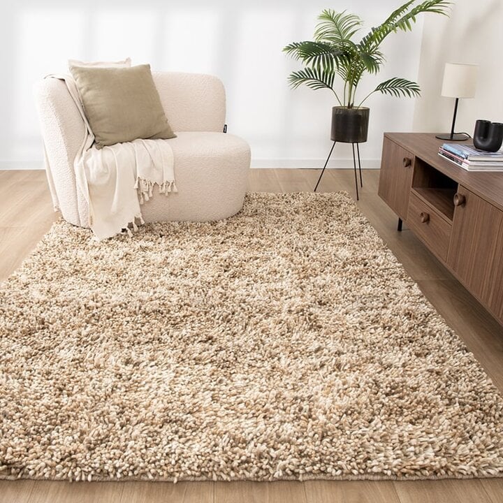 Tapis en laine à poils longs - Elin Beige