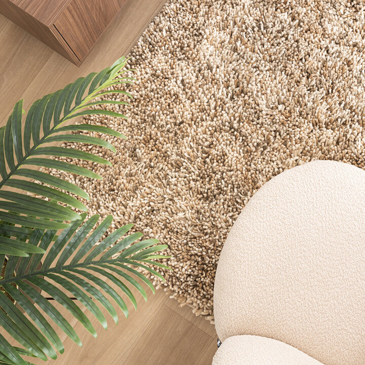 Tapis en laine à poils longs - Elin Beige - 2