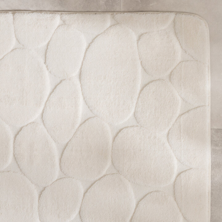 Tapis d'extérieur rond à fleurs - Cassie Pebbles Blanc - 3