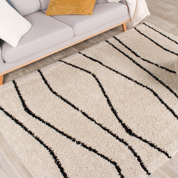 Tapis à poils longs - Grand Wire Crème/Noir - 3