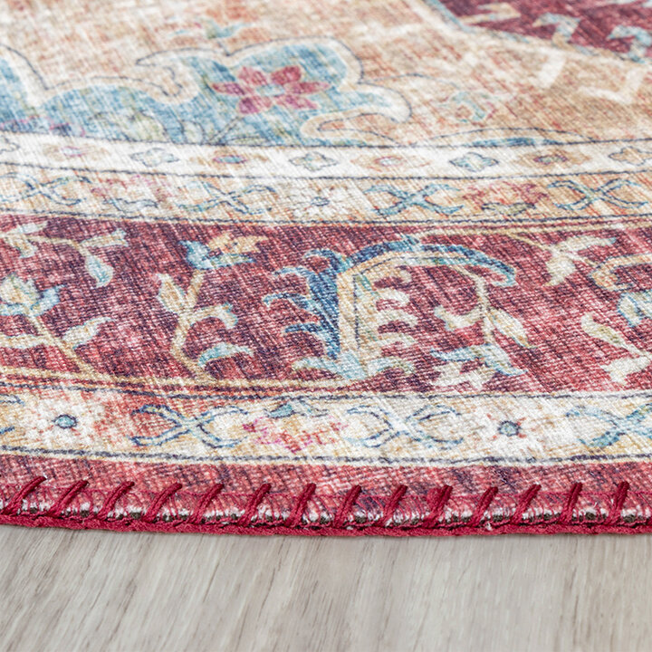 Tapis vintage rond - Azara Rouge - 5