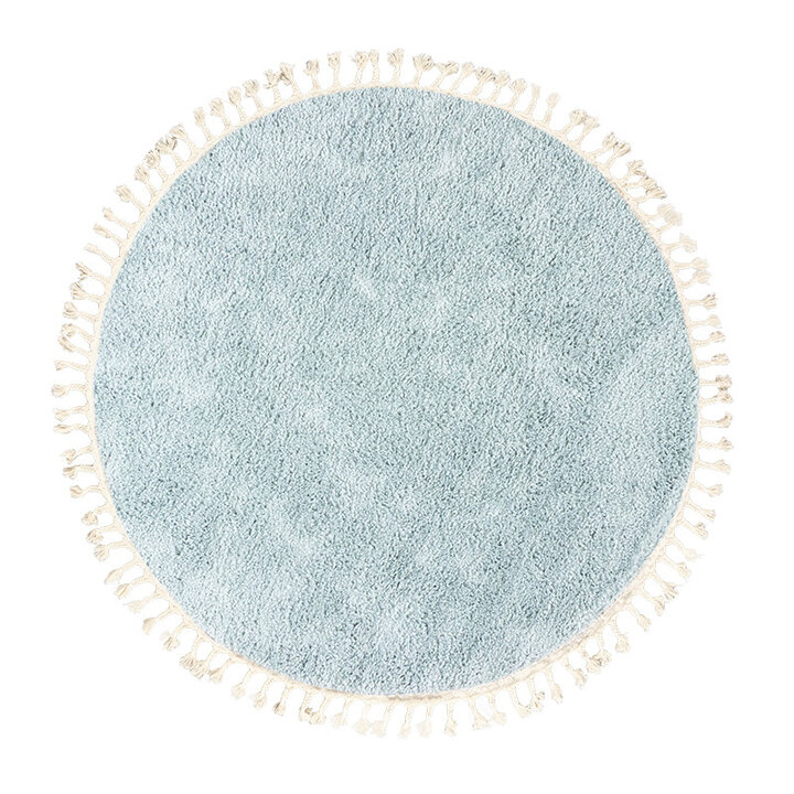 Tapis rond à poils longs - Lofty Fringe Bleu Clair - 1