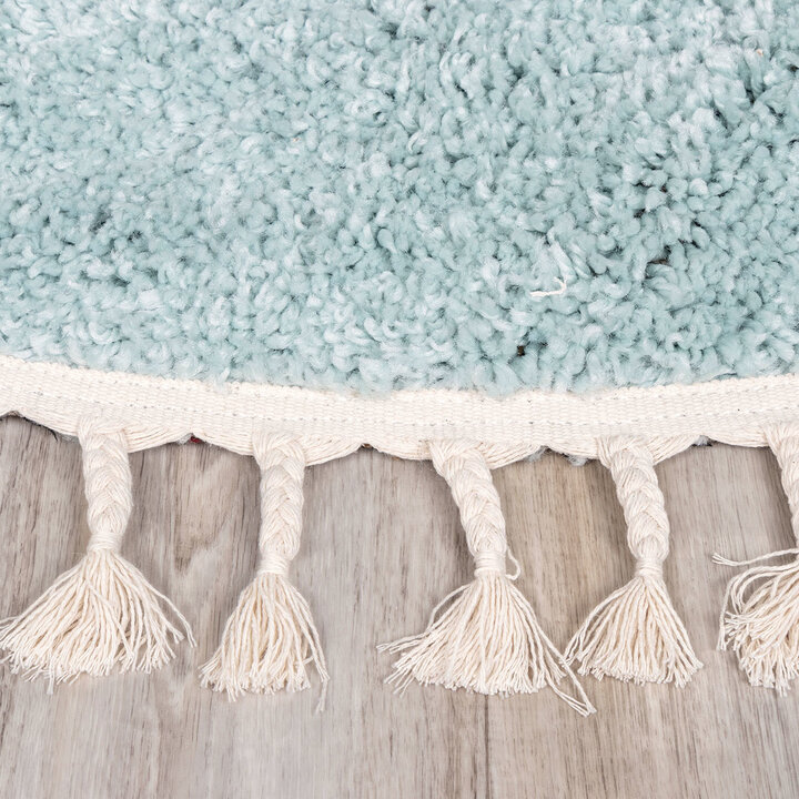 Tapis rond à poils longs - Lofty Fringe Bleu Clair - 5