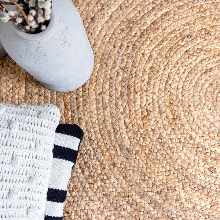Tapis en jute - Fair Rond Naturel/Blanc - 4