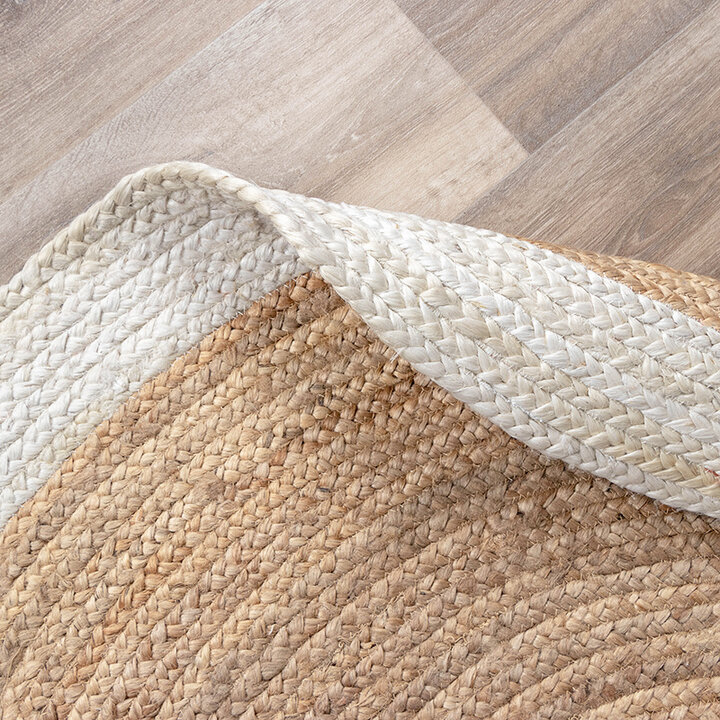 Tapis en jute - Fair Rond Naturel/Blanc - 6