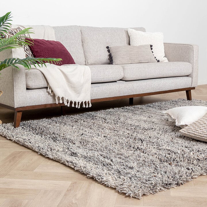 Tapis en laine à poils longs - Royal Gris Clair Mélangé - 3