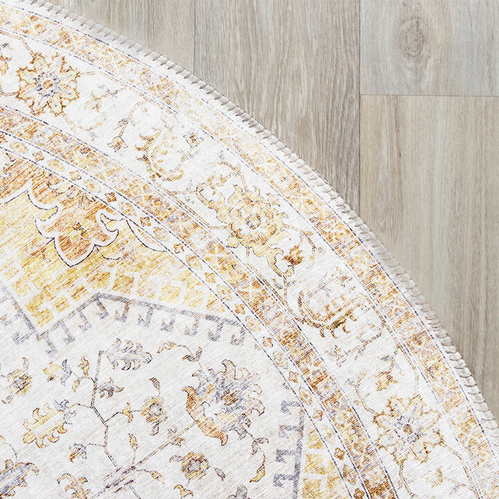 Tapis vintage rond - Lago Jaune - 4