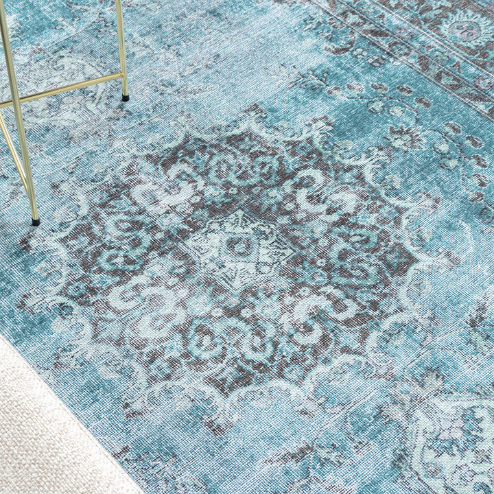 Tapis vintage - Estate Medaillon Bleu/Vert - 6