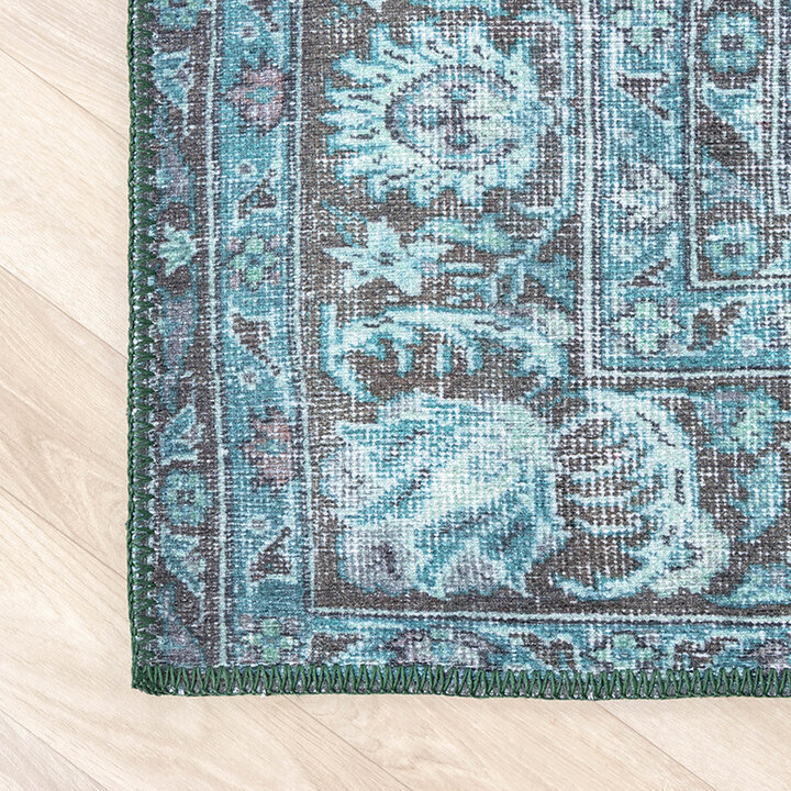 Tapis vintage - Estate Medaillon Bleu/Vert - 7