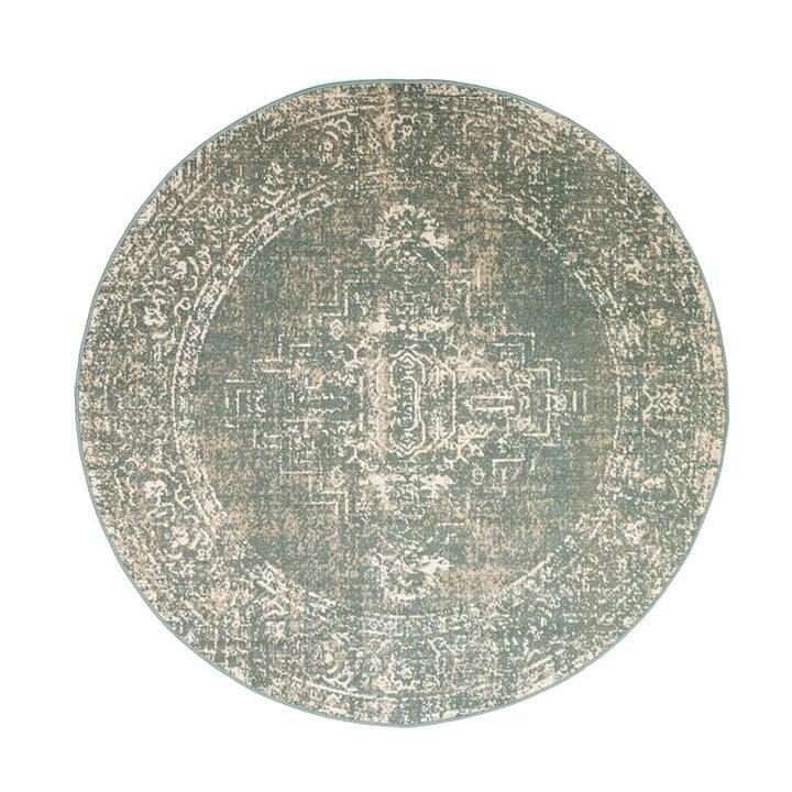 Tapis vintage rond - Spring Ethnic Vert/Crème - 1