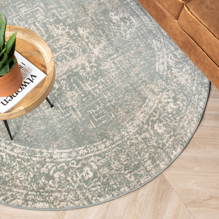 Tapis vintage rond - Spring Ethnic Vert/Crème - 3