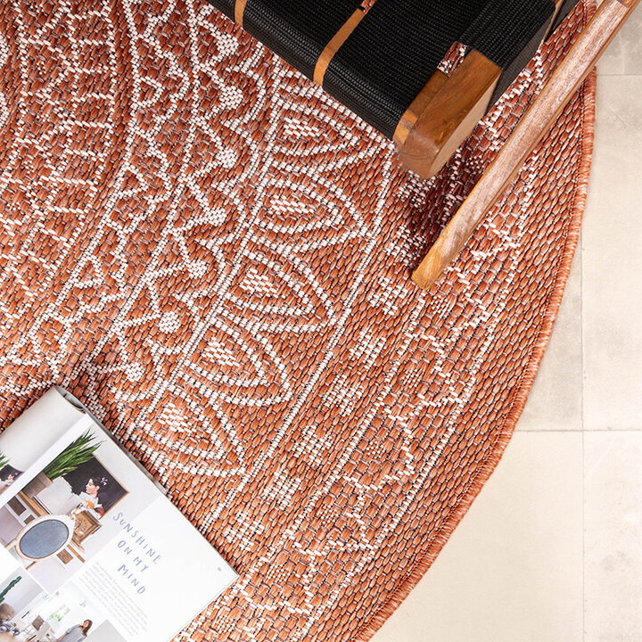 Tapis d'extérieur rond - Summer Azteca Terracotta - 3