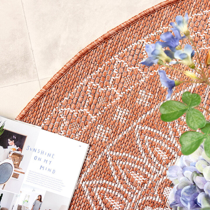 Tapis d'extérieur rond - Summer Azteca Terracotta - 4