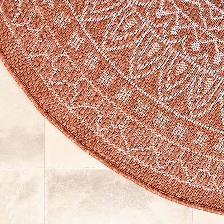 Tapis d'extérieur rond - Summer Azteca Terracotta - 5