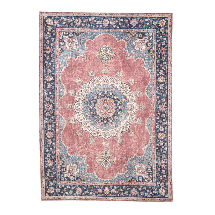 Tapis vintage - Lily Medaillon Rouge/Rose - 1