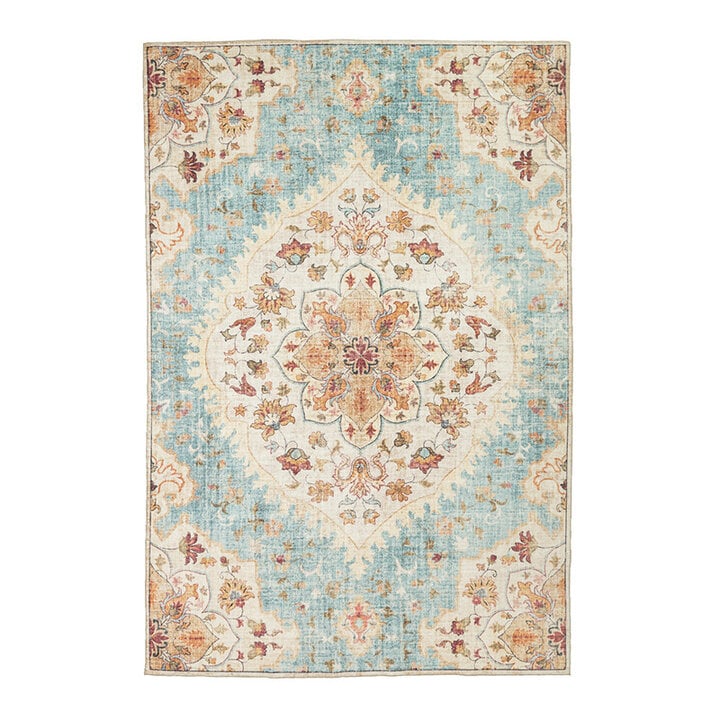 Tapis ovale à poils longs - Santo Mandala Bleu Clair - 1