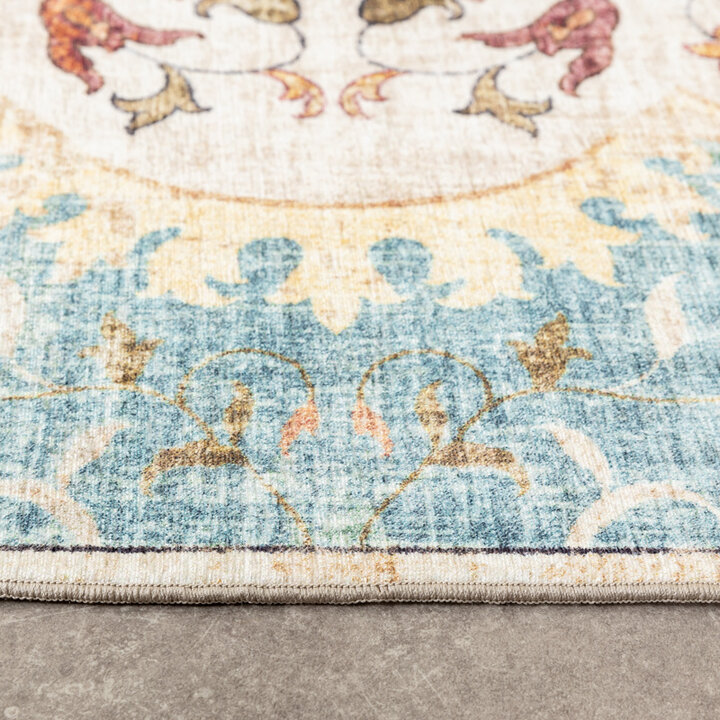 Tapis ovale à poils longs - Santo Mandala Bleu Clair - 5