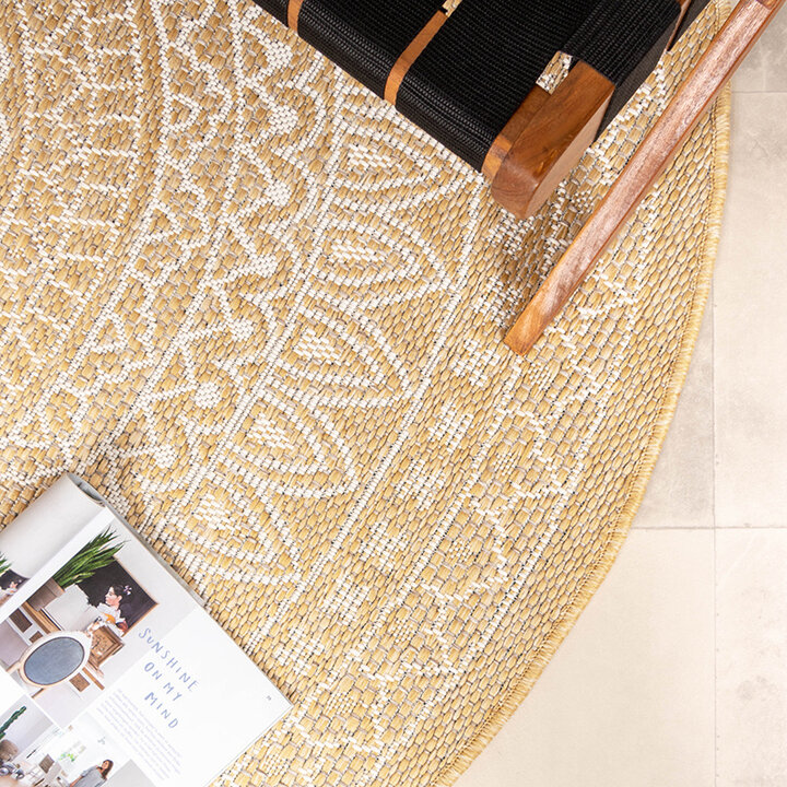 Tapis d'extérieur rond - Summer Azteca Jaune - 4