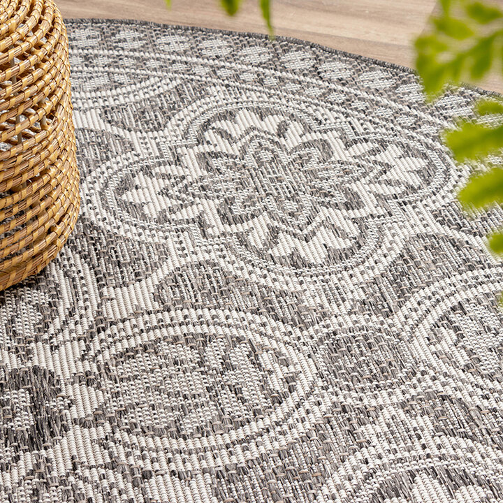 Tapis d'extérieur rond - Summer Oriental Gris - 4