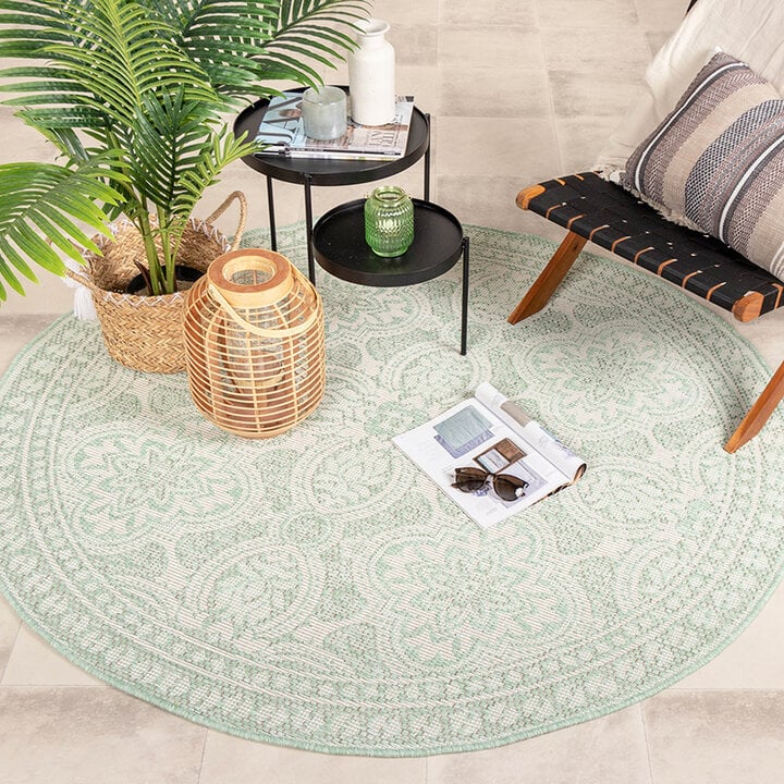 Tapis d'extérieur rond - Summer Oriental Menthe - 3