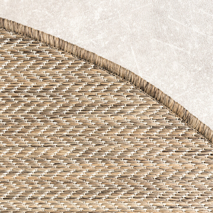 Tapis d'extérieur rond - Malta Arrow Naturel - 5
